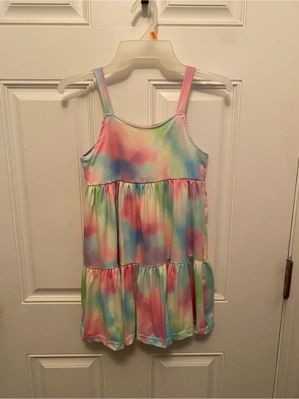 Girls' Pastel Rainbow Tie-Dye Tiered Sundress - Casual Summer Dress